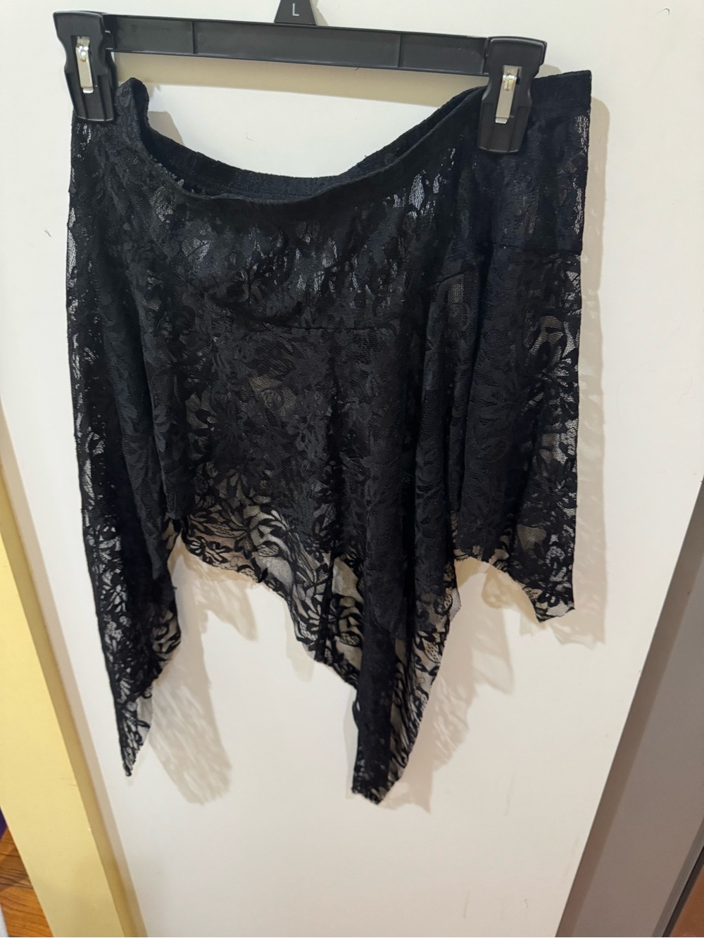 Black Lace Asymmetrical Handkerchief Hem Skirt
